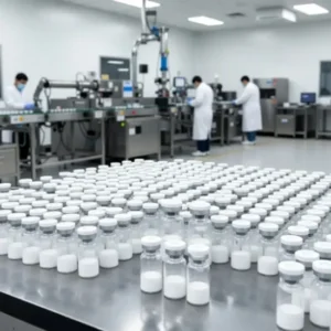 Carperitide Acetate lyophilized powder in a vial.