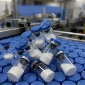 Lanreotide acetate lyophilized powder in a vial