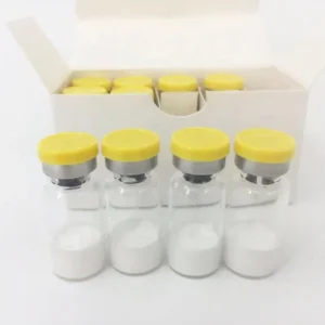 Melanotan I acetate, high-purity lyophilized powder in a vial.